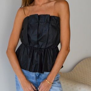 Strapless Faux Leather Top